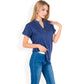 Short Sleeve Button Front V-Neck Shirt