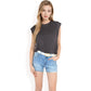 Ribbed Knit Sleeveless Top with Shoulder Detail