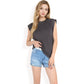 Ribbed Knit Sleeveless Top with Shoulder Detail
