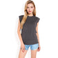 Ribbed Knit Sleeveless Top with Shoulder Detail