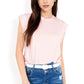 Ribbed Knit Sleeveless Top with Shoulder Detail