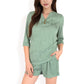 Textured Two-Piece Set with Button-Up Blouse and Drawstring Shorts