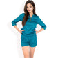 Textured Two-Piece Set with Button-Up Blouse and Drawstring Shorts