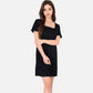 Women's Square Neck Short Sleeve Shift Dress with Front Pockets