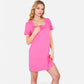 Women's Square Neck Short Sleeve Shift Dress with Front Pockets