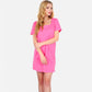 Women's Square Neck Short Sleeve Shift Dress with Front Pockets