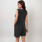 Women's Textured Knit Sleeveless Romper with Button Front Detail and Side Pockets