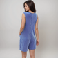 Women's Textured Knit Sleeveless Romper with Button Front Detail and Side Pockets