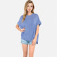 Women's Oversized Knit Pullover Top with Side Slits and Ribbed Texture