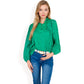 Long Sleeve Floral Print Blouse with Ruffled High Neck