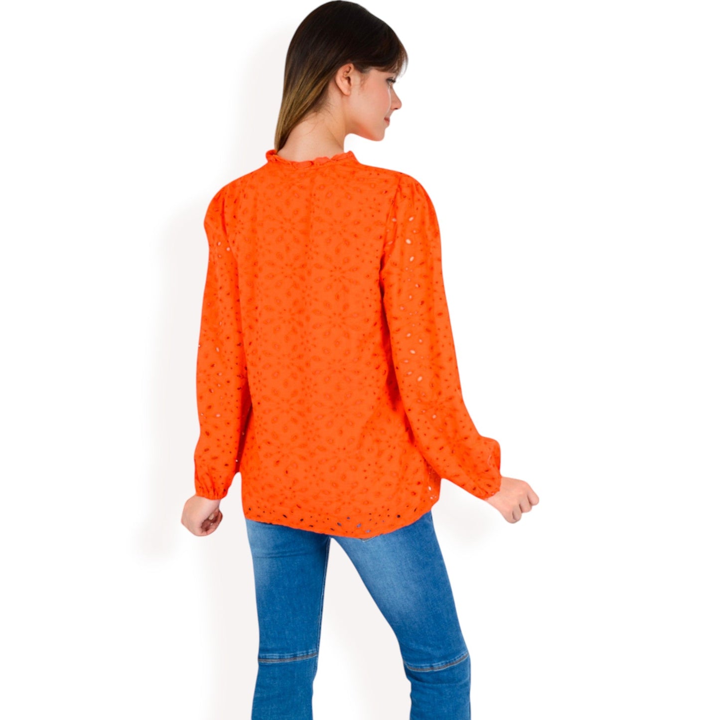 Long Sleeve Floral Print Blouse with Ruffled High Neck