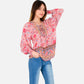 Women's Floral Boho Peasant Blouse with Long Sleeves and Tassel Tie