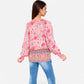 Women's Floral Boho Peasant Blouse with Long Sleeves and Tassel Tie