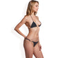 Triangle Bikini Set with Gold Metal Accents and Adjustable Tie Straps