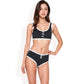 Sporty Contrast Trim Bikini Set with Button Detail and High-Waisted Bottoms