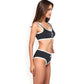 Sporty Contrast Trim Bikini Set with Button Detail and High-Waisted Bottoms