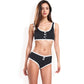 Sporty Contrast Trim Bikini Set with Button Detail and High-Waisted Bottoms