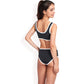 Sporty Contrast Trim Bikini Set with Button Detail and High-Waisted Bottoms