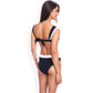 Contrast Strap High Waist Bikini Set with Bow Tie Detail