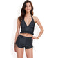 Halter High-Waisted Bikini Set with Ruched Detailing and Ruffle Hem