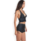 Halter High-Waisted Bikini Set with Ruched Detailing and Ruffle Hem