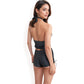 Halter High-Waisted Bikini Set with Ruched Detailing and Ruffle Hem