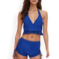 Halter High-Waisted Bikini Set with Ruched Detailing and Ruffle Hem