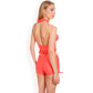 Halter High-Waisted Bikini Set with Ruched Detailing and Ruffle Hem