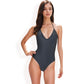 Halter Neck One-Piece Swimsuit with Plunge V-Neckline
