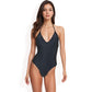 Halter Neck One-Piece Swimsuit with Plunge V-Neckline