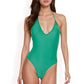 Halter Neck One-Piece Swimsuit with Plunge V-Neckline