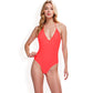 Halter Neck One-Piece Swimsuit with Plunge V-Neckline