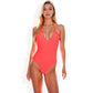 Halter Neck One-Piece Swimsuit with Plunge V-Neckline