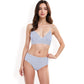 High-Waisted Bikini Set with Striped Print and Triangle Top