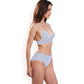 High-Waisted Bikini Set with Striped Print and Triangle Top
