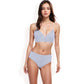 High-Waisted Bikini Set with Striped Print and Triangle Top