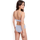 High-Waisted Bikini Set with Striped Print and Triangle Top