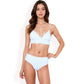 High-Waisted Bikini Set with Striped Print and Triangle Top