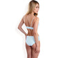 High-Waisted Bikini Set with Striped Print and Triangle Top
