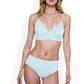 High-Waisted Bikini Set with Striped Print and Triangle Top