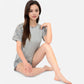Lounge Women's Leopard Print Short Sleeve Pajama Set with Drawstring Shorts