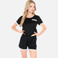 Lounge Women's Lace Trim Short Sleeve Pajama Set with Pocket Detail