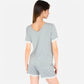 Lounge Women's Lace Trim Short Sleeve Pajama Set with Pocket Detail