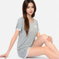 Lounge Women's Lace Trim Short Sleeve Pajama Set with Pocket Detail