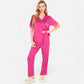 Lounge Women's Polka Dot Short Sleeve Button-Up Pajama Set with Pocket Detail