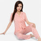 Lounge Women's Polka Dot Short Sleeve Button-Up Pajama Set with Pocket Detail