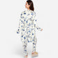 Lounge Women's Floral Print 3-Piece Pajama Set with Long Cardigan and Elastic Waist Pants