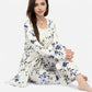 Lounge Women's Floral Print 3-Piece Pajama Set with Long Cardigan and Elastic Waist Pants