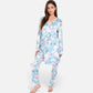Lounge Women's Floral Print 3-Piece Pajama Set with Long Cardigan and Elastic Waist Pants