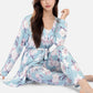 Lounge Women's Floral Print 3-Piece Pajama Set with Long Cardigan and Elastic Waist Pants